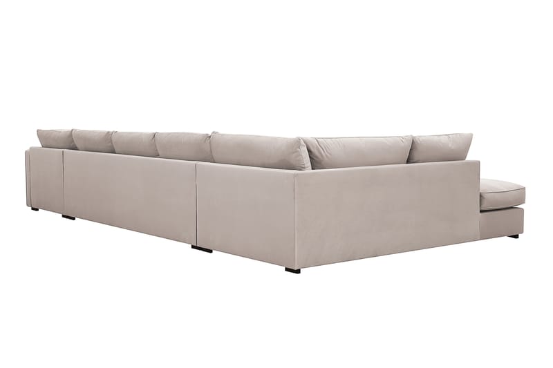 Rossita Lyx 6-istuttava Vasenkätinen U-muotoinen Extra syvä Sohva Divaanilla ja Lepotuoliosalla Sametilla - Beige - Huonekalut - Sohva - Divaanisohva