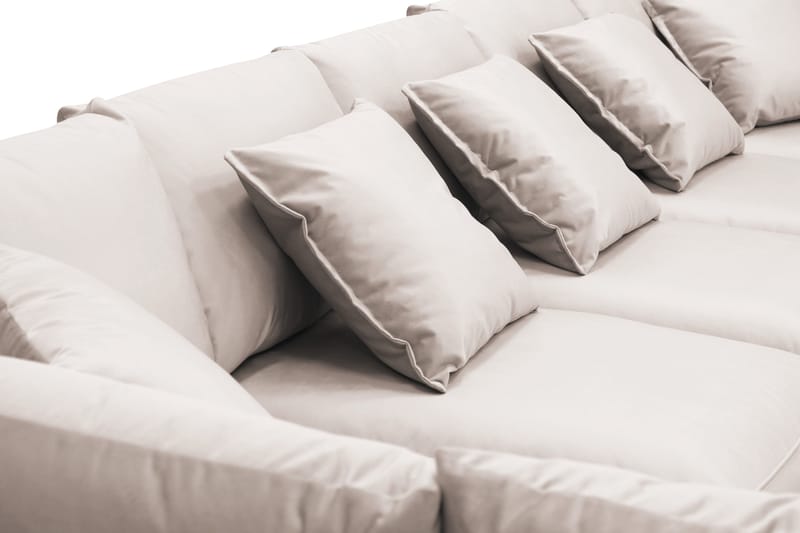 Rossita Lyx 6-istuttava Vasenkätinen U-muotoinen Extra syvä Sohva Divaanilla ja Lepotuoliosalla Sametilla - Beige - Huonekalut - Sohva - Divaanisohva
