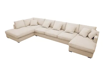 Rossita Lyx 6-istuttava Vasenkätinen U-muotoinen Extra syvä Sohva Divaanilla ja Lepotuoliosalla Vakosametilla - Beige - Huonekalut - Sohva - Divaanisohva