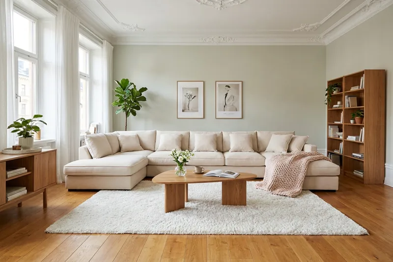 Rossita Lyx 6-istuttava Vasenkätinen U-muotoinen Extra syvä Sohva Divaanilla ja Lepotuoliosalla Vakosametilla - Beige - Huonekalut - Sohva - Divaanisohva