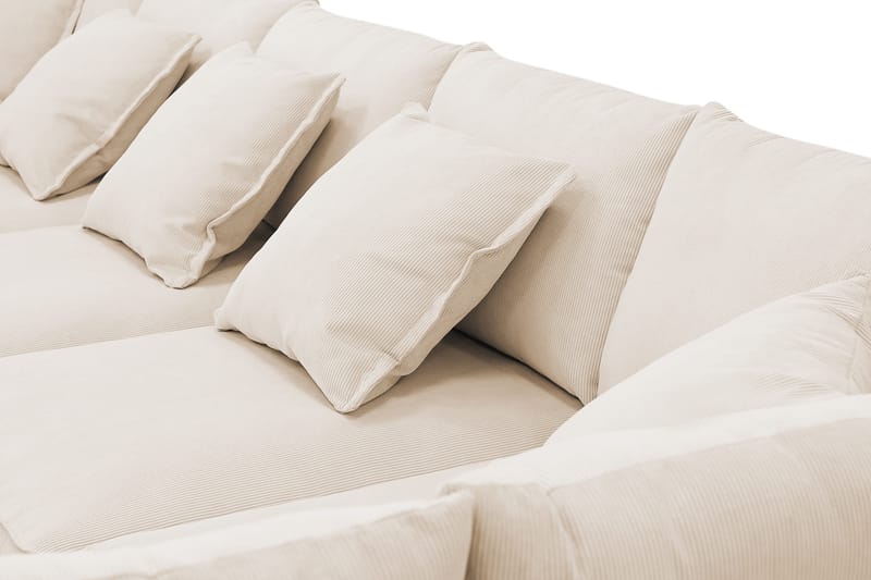 Rossita Lyx 6-istuttava Vasenkätinen U-muotoinen Extra syvä Sohva Divaanilla ja Lepotuoliosalla Vakosametilla - Beige - Huonekalut - Sohva - Divaanisohva