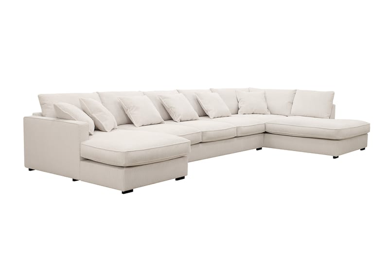 Rossita Lyx 6-istuttava Vasenkätinen U-muotoinen Extra syvä Sohva Divaanilla ja Lepotuoliosalla Vakosametilla - Luonnonvalkoinen - Huonekalut - Sohva - Divaanisohva