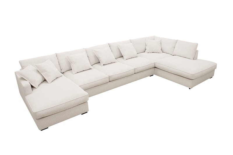 Rossita Lyx 6-istuttava Vasenkätinen U-muotoinen Extra syvä Sohva Divaanilla ja Lepotuoliosalla Vakosametilla - Luonnonvalkoinen - Huonekalut - Sohva - Divaanisohva