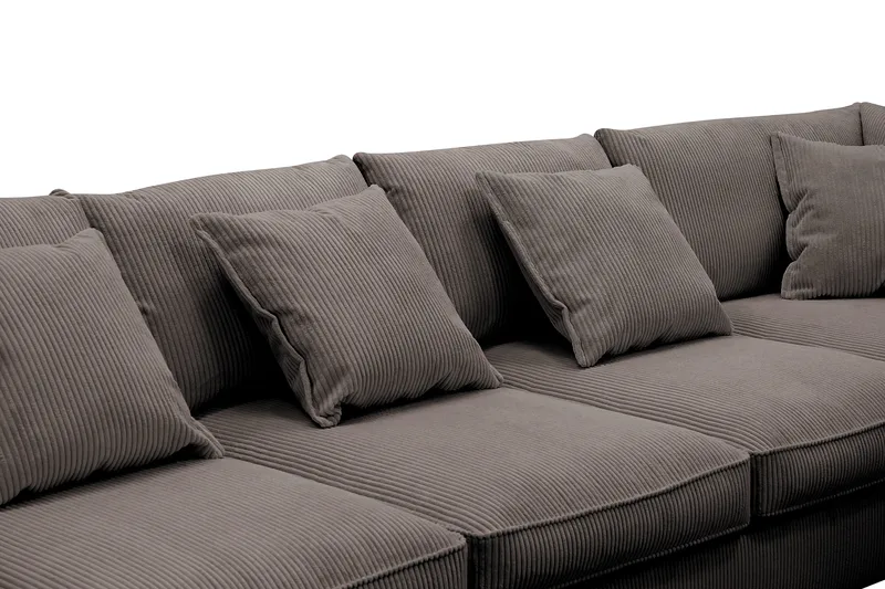 Rossita Lyx 6-istuttava Vasenkätinen U-muotoinen Extra syvä Sohva Divaanilla ja Lepotuoliosalla Vakosametilla - Ruskea - Huonekalut - Sohva - Divaanisohva