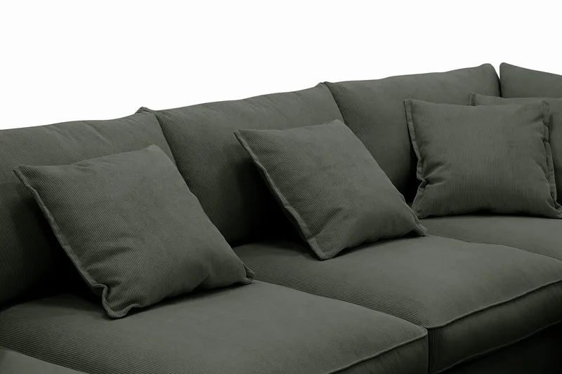 Rossita Lyx 6-istuttava Vasenkätinen U-muotoinen Extra syvä Sohva Divaanilla ja Lepotuoliosalla Vakosametilla - Tummanvihreä - Huonekalut - Sohva - Divaanisohva