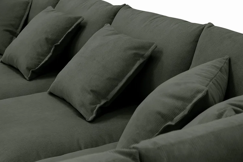 Rossita Lyx 6-istuttava Vasenkätinen U-muotoinen Extra syvä Sohva Divaanilla ja Lepotuoliosalla Vakosametilla - Tummanvihreä - Huonekalut - Sohva - Divaanisohva