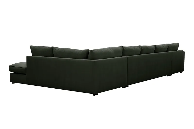 Rossita Lyx 6-istuttava Vasenkätinen U-muotoinen Extra syvä Sohva Divaanilla ja Lepotuoliosalla Vakosametilla - Tummanvihreä - Huonekalut - Sohva - Divaanisohva