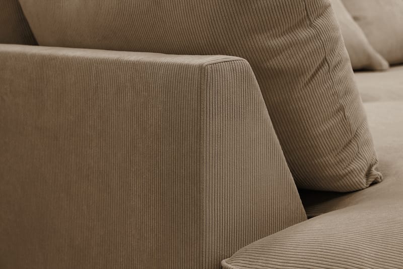 Rossita Lyx 6-istuttava Vasenkätinen U-muotoinen Extra syvä Sohva Divaanilla ja Lepotuoliosalla Vakosametilla - Vaaleanruskea - Huonekalut - Sohva - Divaanisohva