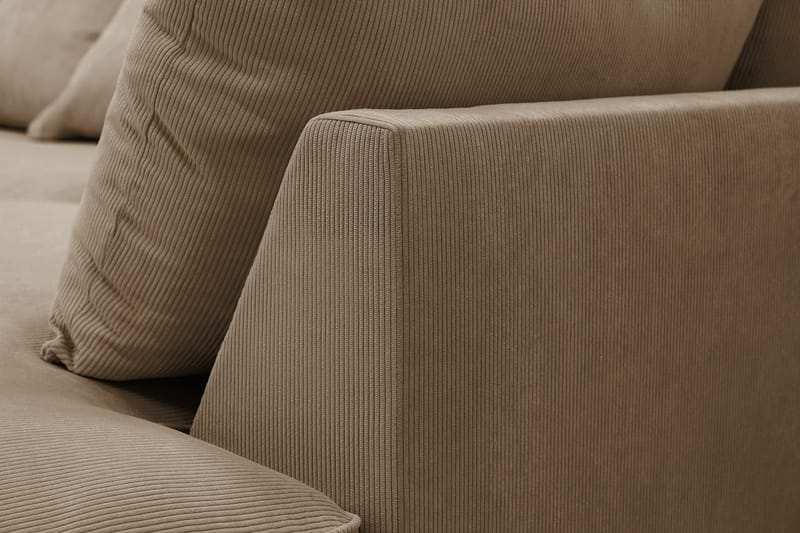 Rossita Lyx 6-istuttava Vasenkätinen U-muotoinen Extra syvä Sohva Divaanilla ja Lepotuoliosalla Vakosametilla - Vaaleanruskea - Huonekalut - Sohva - Divaanisohva