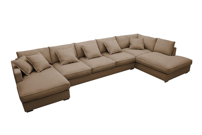 Rossita Lyx 6-istuttava Vasenkätinen U-muotoinen Extra syvä Sohva Divaanilla ja Lepotuoliosalla Vakosametilla - Vaaleanruskea - Huonekalut - Sohva - Divaanisohva