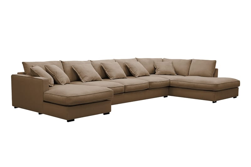 Rossita Lyx 6-istuttava Vasenkätinen U-muotoinen Extra syvä Sohva Divaanilla ja Lepotuoliosalla Vakosametilla - Vaaleanruskea - Huonekalut - Sohva - Divaanisohva