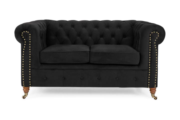 Samettisohva Chester Deluxe 2:n ist - Musta - 2:n istuttava sohva - Howard-sohvat - Samettisohva