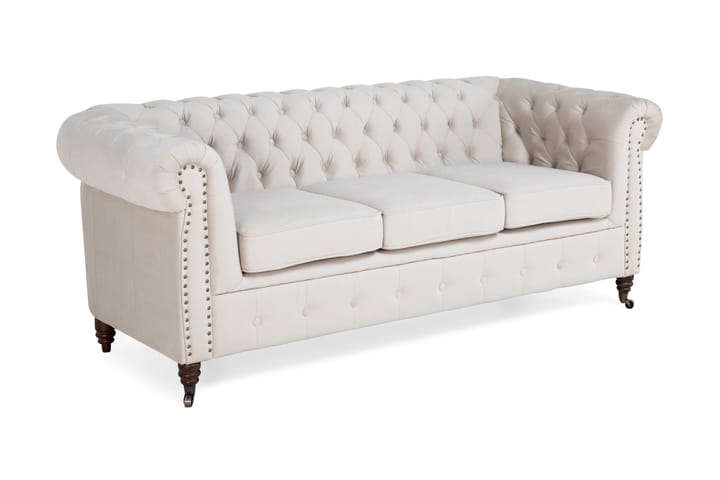 Samettisohva Chester Deluxe 3:n ist - Beige - Howard-sohvat - Samettisohva - 3:n istuttava sohva
