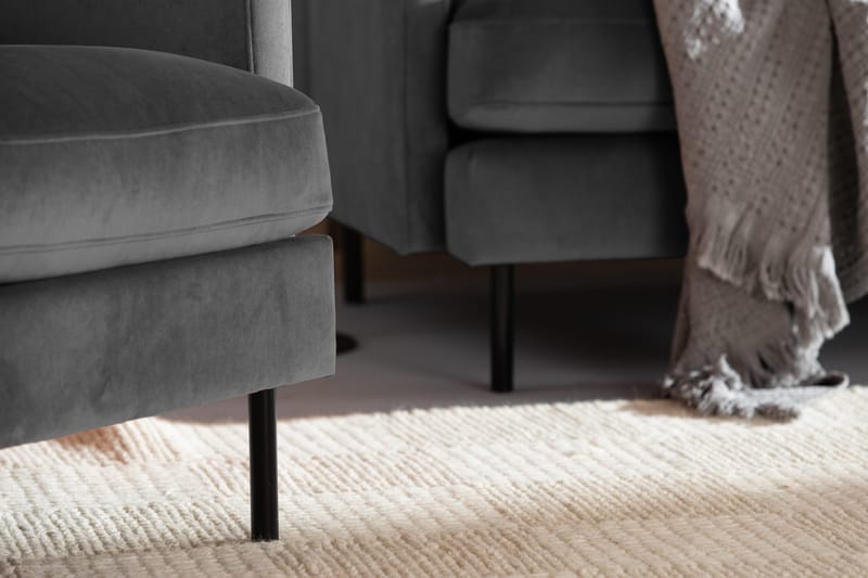 Samettisohva Elion 3:n ist - Vaaleanharmaa - Huonekalut - Sohva - 3:n istuttava sohva