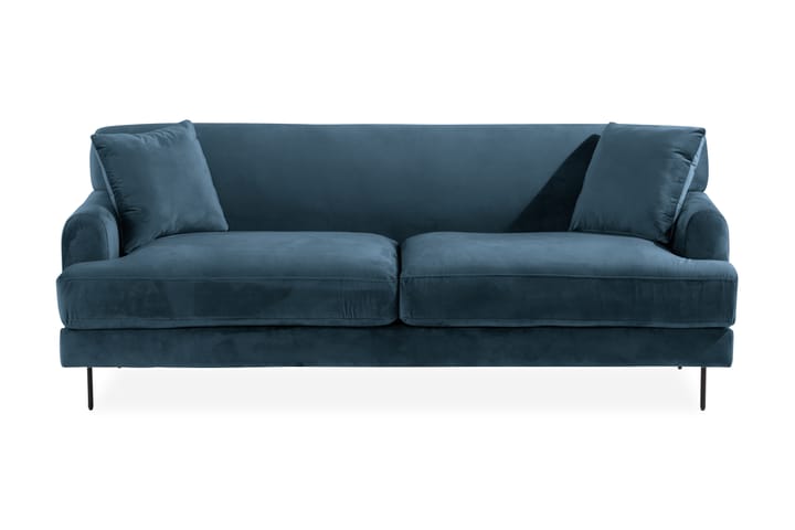 Samettisohva Papillon 3:n ist - Sininen Jalka 3 Pitkä kapea - 3:n istuttava sohva - Sohva - Samettisohva