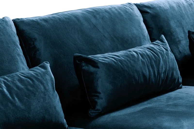 Copenhagen 4-istuttava Oikeakätinen L-muotoinen Divaanisohva Sametilla - Sininen - Huonekalut - Sohva - Samettisohva