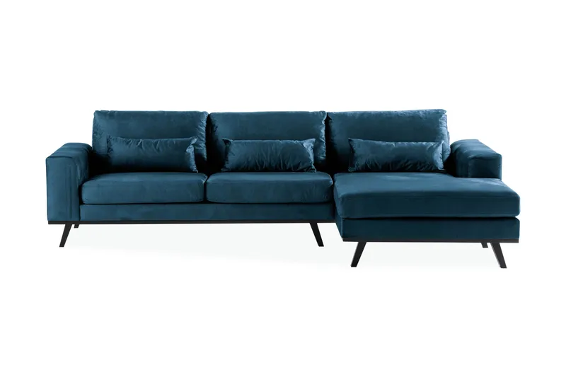 Copenhagen 4-istuttava Oikeakätinen L-muotoinen Divaanisohva Sametilla - Sininen - Huonekalut - Sohva - Samettisohva