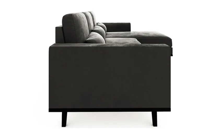 Copenhagen 4-istuttava Oikeakätinen L-muotoinen Divaanisohva Sametilla - Tummanharmaa - Huonekalut - Sohva - Samettisohva