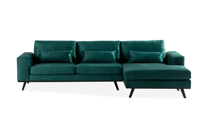 Copenhagen 4-istuttava Oikeakätinen L-muotoinen Divaanisohva Sametilla - Vihreä - Huonekalut - Sohva - Samettisohva