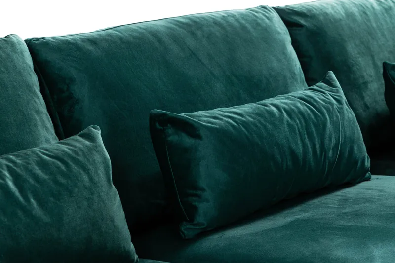 Copenhagen 4-istuttava Oikeakätinen L-muotoinen Divaanisohva Sametilla - Vihreä - Huonekalut - Sohva - Samettisohva