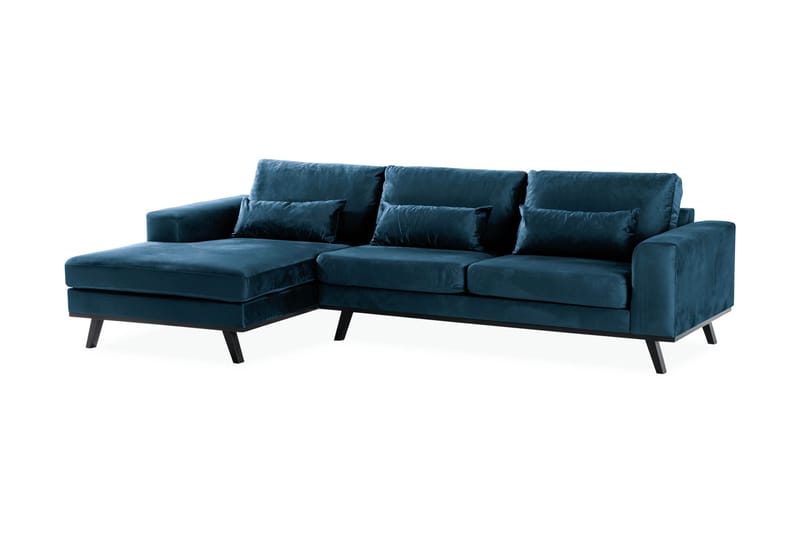 Copenhagen 4-istuttava Vasenkätinen L-muotoinen Divaanisohva Sametilla - Sininen - Huonekalut - Sohva - Samettisohva