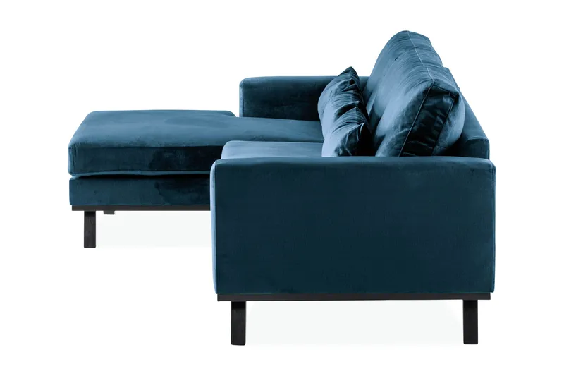 Copenhagen 4-istuttava Vasenkätinen L-muotoinen Divaanisohva Sametilla - Sininen - Huonekalut - Sohva - Samettisohva