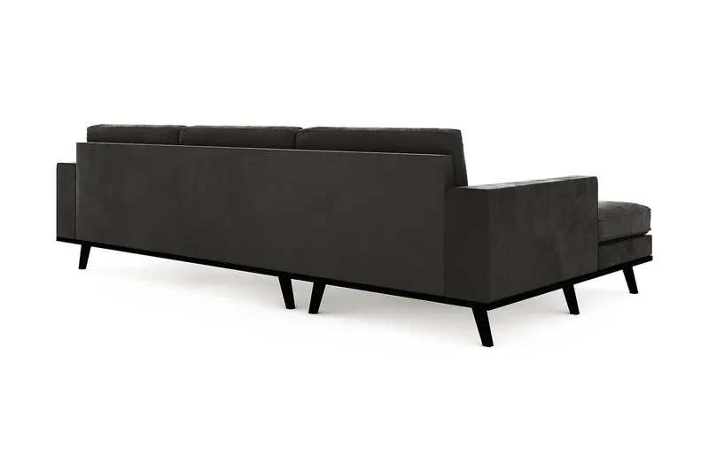 Copenhagen 4-istuttava Vasenkätinen L-muotoinen Divaanisohva Sametilla - Tummanharmaa - Huonekalut - Sohva - Samettisohva