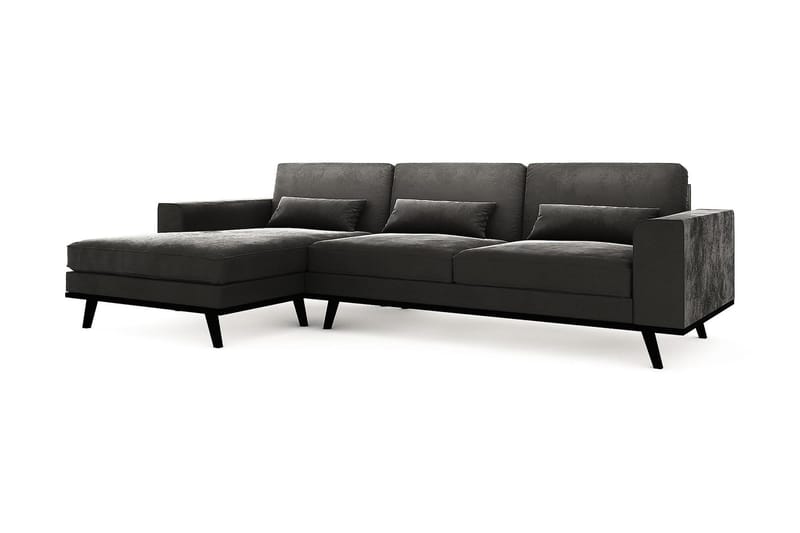 Copenhagen 4-istuttava Vasenkätinen L-muotoinen Divaanisohva Sametilla - Tummanharmaa - Huonekalut - Sohva - Samettisohva