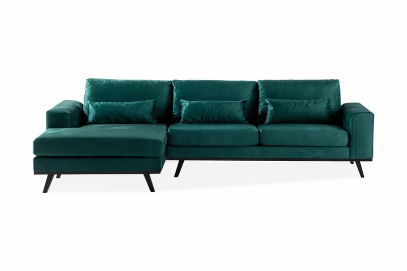 Copenhagen 4-istuttava Vasenkätinen L-muotoinen Divaanisohva Sametilla - Vihreä - Huonekalut - Sohva - Samettisohva