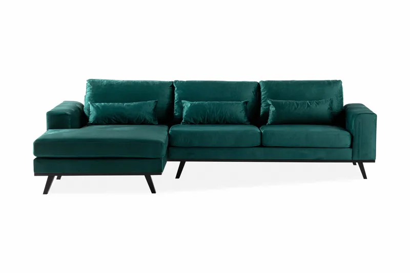 Copenhagen 4-istuttava Vasenkätinen L-muotoinen Divaanisohva Sametilla - Vihreä - Huonekalut - Sohva - Samettisohva