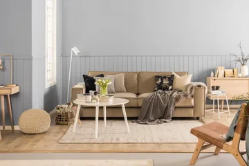 Samettisohva Leonora 4:n ist - Beige - Huonekalut - Sohva - Samettisohva