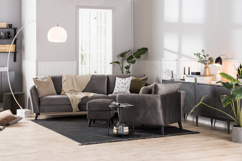 Trend 3-istuttava Samettisohva - Tummanharmaa - Huonekalut - Sohva - Samettisohva