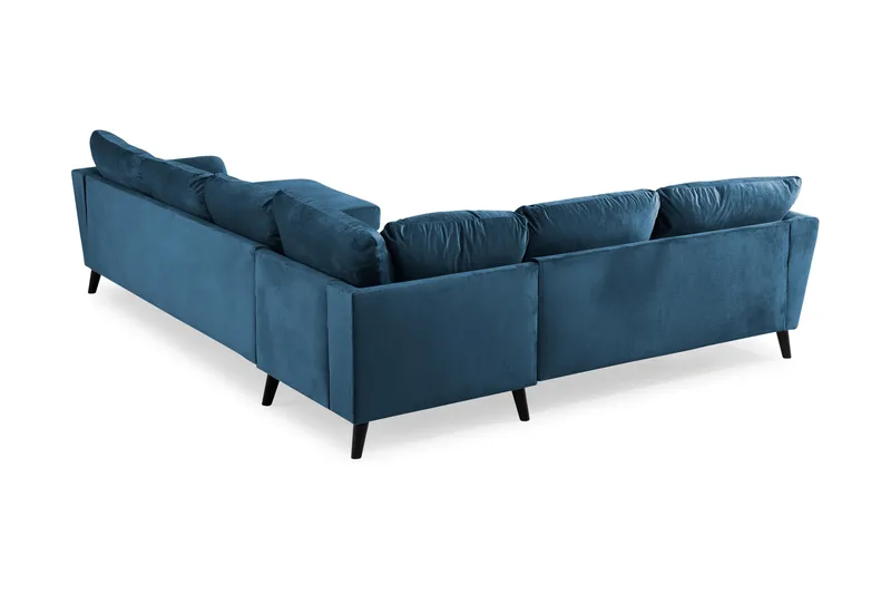 Trend 5-istuttava Oikeakätinen L-muotoinen Kulmasohva Divaanilla Sametista - Sininen - Huonekalut - Sohva - Samettisohva