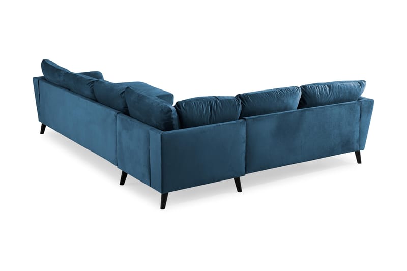 Trend 5-istuttava Oikeakätinen L-muotoinen Kulmasohva Divaanilla Sametista - Sininen - Huonekalut - Sohva - Samettisohva