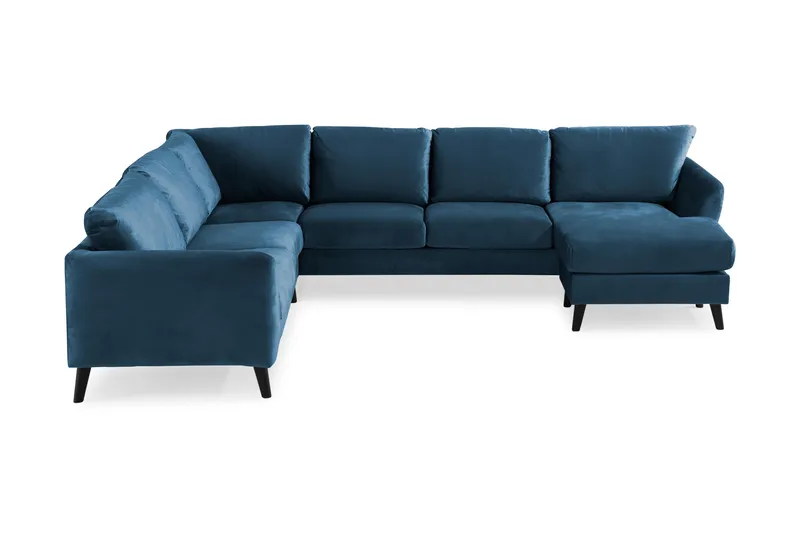 Trend 5-istuttava Oikeakätinen L-muotoinen Kulmasohva Divaanilla Sametista, Sininen