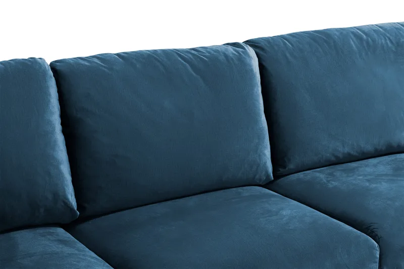 Trend 5-istuttava Oikeakätinen L-muotoinen Kulmasohva Divaanilla Sametista - Sininen - Huonekalut - Sohva - Samettisohva