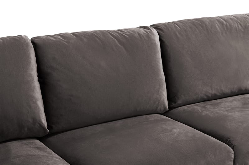 Trend 5-istuttava Oikeakätinen L-muotoinen Kulmasohva Divaanilla Sametista - Tummanharmaa - Huonekalut - Sohva - Samettisohva