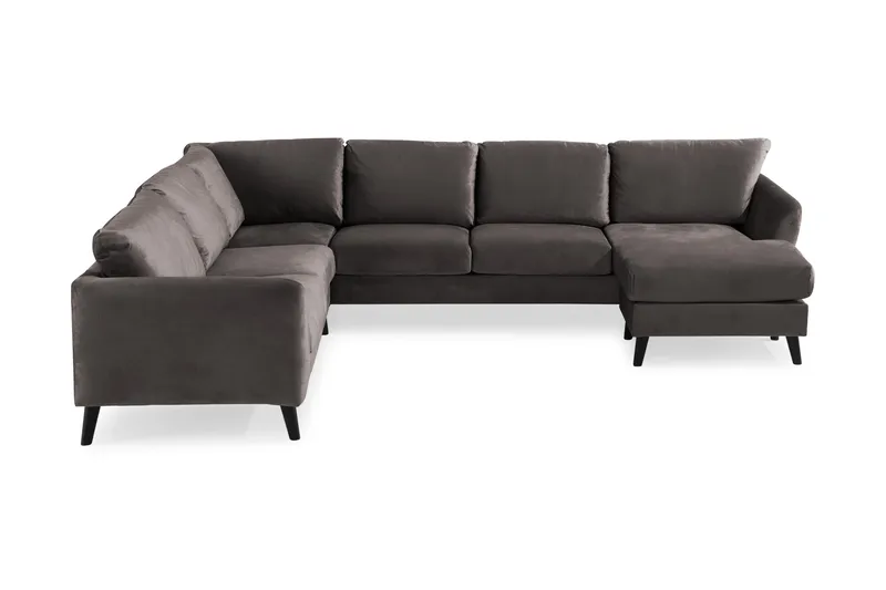 Trend 5-istuttava Oikeakätinen L-muotoinen Kulmasohva Divaanilla Sametista, Tummanharmaa
