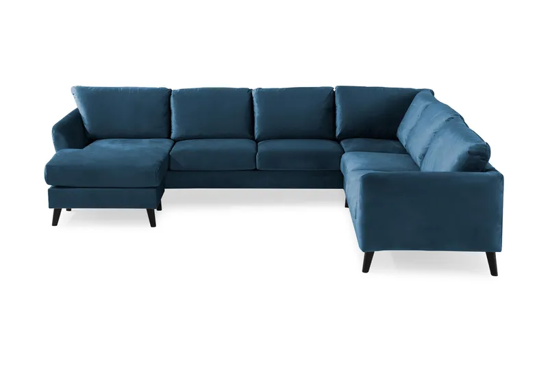 Trend 5-istuttava Vasenkätinen U-muotoinen Kulmasohva Divaanilla Sametista, Sininen