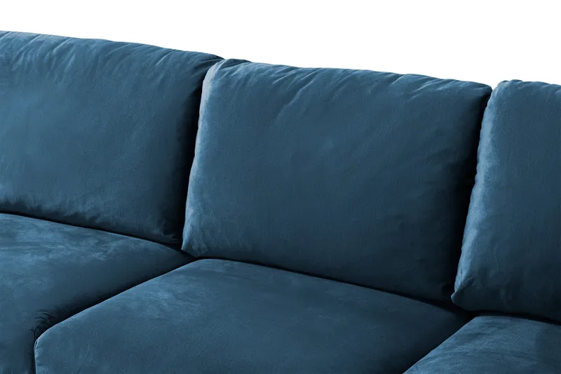 Trend 5-istuttava Vasenkätinen U-muotoinen Kulmasohva Divaanilla Sametista - Sininen - Huonekalut - Sohva - Samettisohva