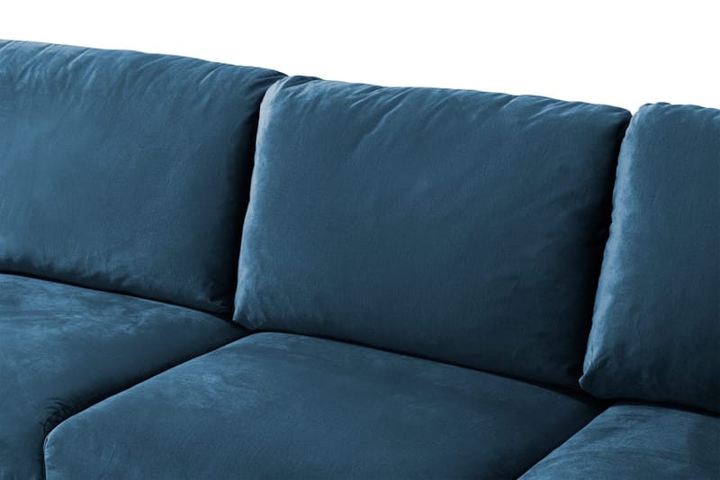 Trend 5-istuttava Vasenkätinen U-muotoinen Kulmasohva Divaanilla Sametista - Sininen - Huonekalut - Sohva - Samettisohva