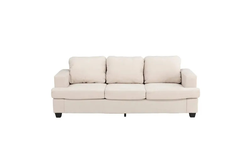 Sani pehmeä 3-istuttava sohva 214 cm leveä chenillekankaalla, Vaalea beige
