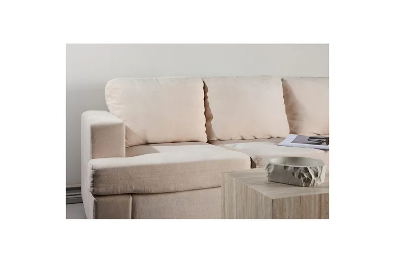 Sani pehmeä 3-istuttava sohva 214 cm leveä chenillekankaalla - Vaalea beige - Huonekalut - Sohva - 3:n istuttava sohva