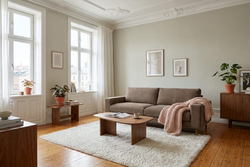 Scandi Deep 4-istuttava sohva, Vakosametti - Ruskea - Huonekalut - Sohva - 4:n istuttava sohva