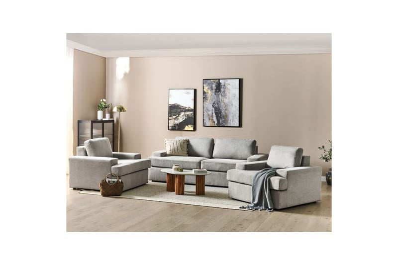 Soffgrupp Beliani Alla Beige Grey - Huonekalut - Sohva - Sohvaryhmä