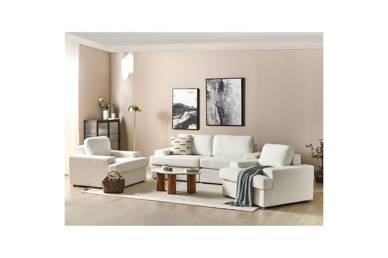 Soffgrupp Beliani Alla Beige White - Huonekalut - Sohva - Sohvaryhmä