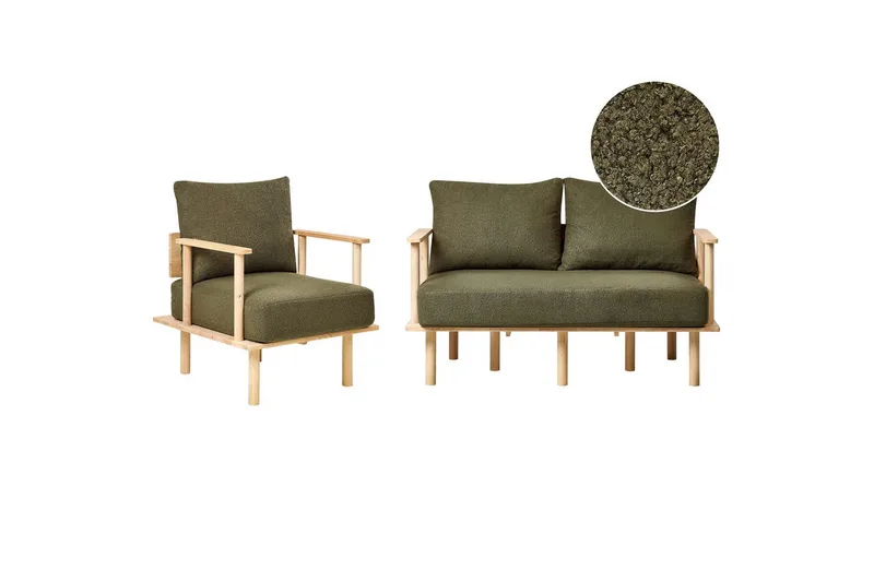 Soffgrupp Beliani Asker Beige, ljust trä Green||Light colored wood, undefined