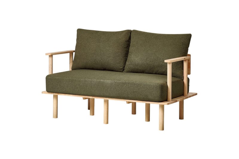 Soffgrupp Beliani Asker Beige, ljust trä Green||Light colored wood - Huonekalut - Sohva - Sohvaryhmä