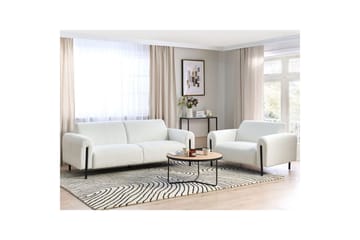 Soffgrupp Beliani Askim Beige/svart, Polyester White||Black - Huonekalut - Sohva - Sohvaryhmä