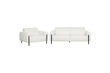 Soffgrupp Beliani Askim Beige/svart, Polyester White||Black - Huonekalut - Sohva - Sohvaryhmä